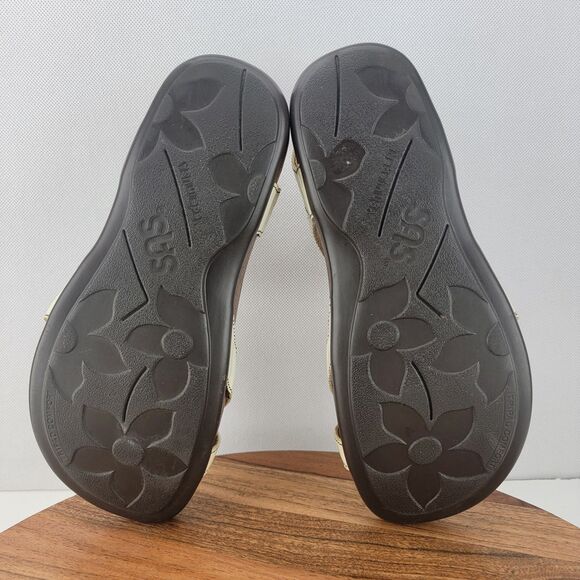 SAS Womens Size 7 White Leather Slingback Buckle Adjustment Sandals - Picture 6 of 7